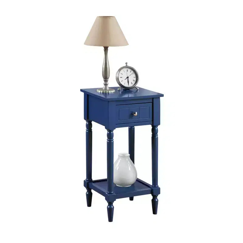 Petite table d'appoint Accent avec tiroir et étagère ouverte, noire, 71 cm H