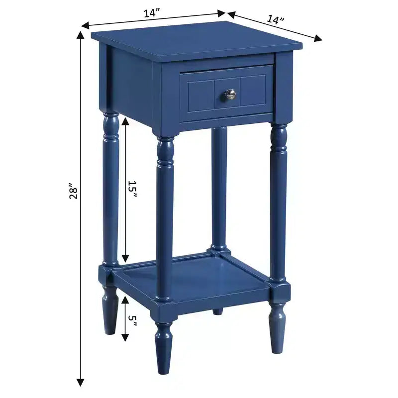 Petite table d'appoint Accent avec tiroir et étagère ouverte, noire, 71 cm H