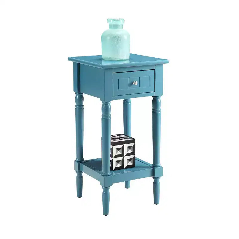 Petite table d'appoint Accent avec tiroir et étagère ouverte, noire, 71 cm H