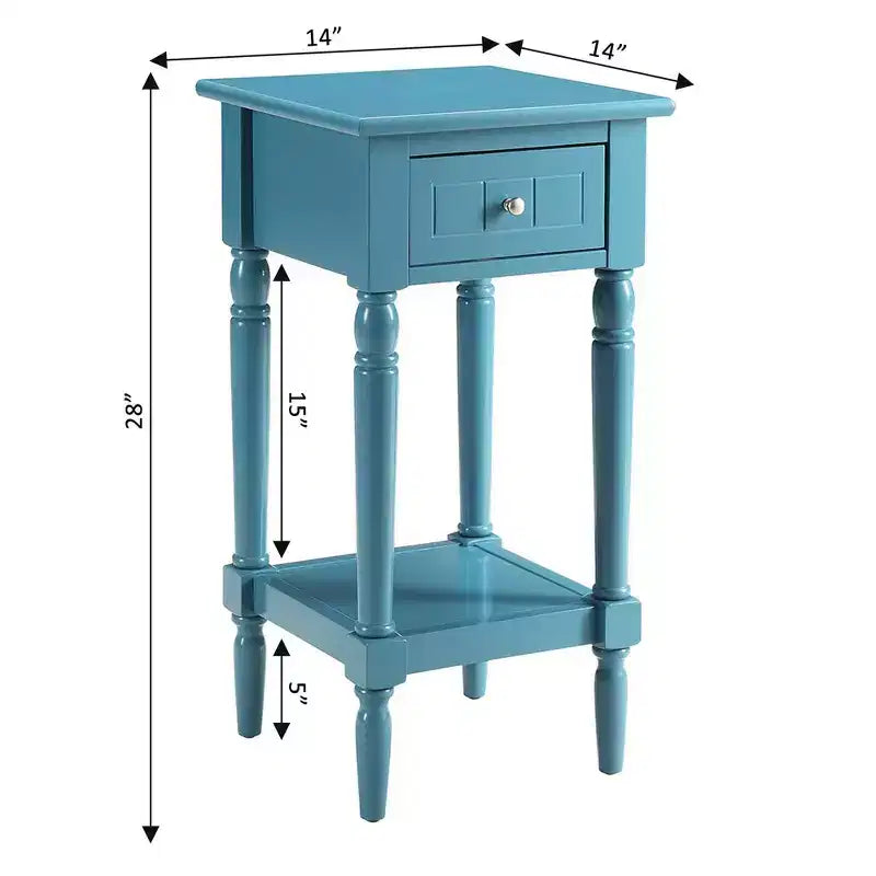 Petite table d'appoint Accent avec tiroir et étagère ouverte, noire, 71 cm H