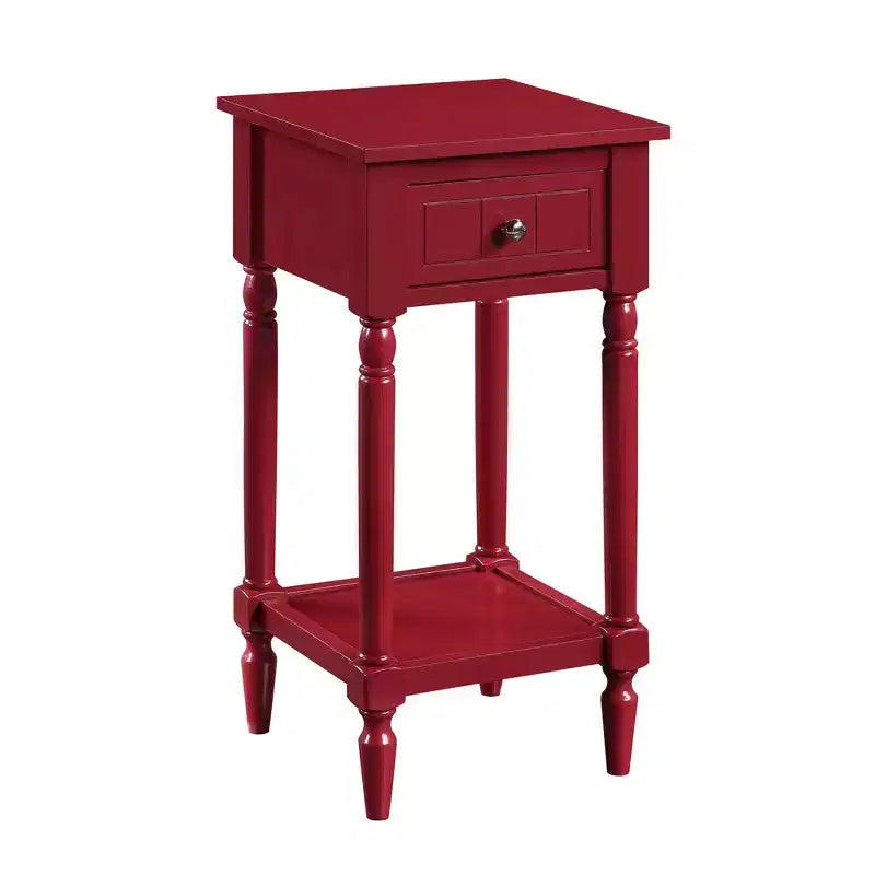 Petite table d'appoint Accent avec tiroir et étagère ouverte, noire, 71 cm H