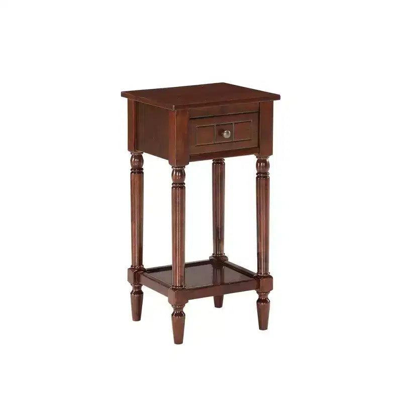 Petite table d'appoint Accent avec tiroir et étagère ouverte, noire, 71 cm H