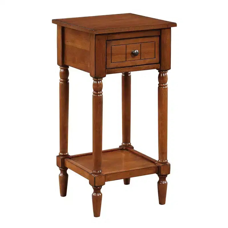Petite table d'appoint Accent avec tiroir et étagère ouverte, noire, 71 cm H
