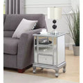 Table d'appoint à 3 tiroirs miroir avec cadre argenté, 24,75 po H