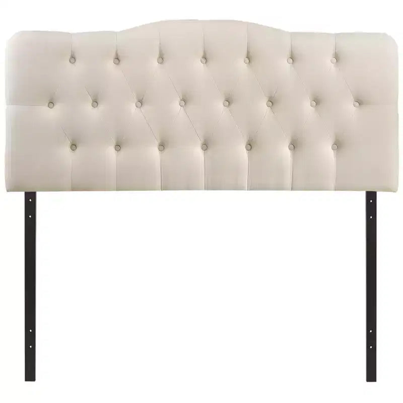 Tête de lit en tissu capitonné, taille Queen, avec boutons décoratifs et design arqué