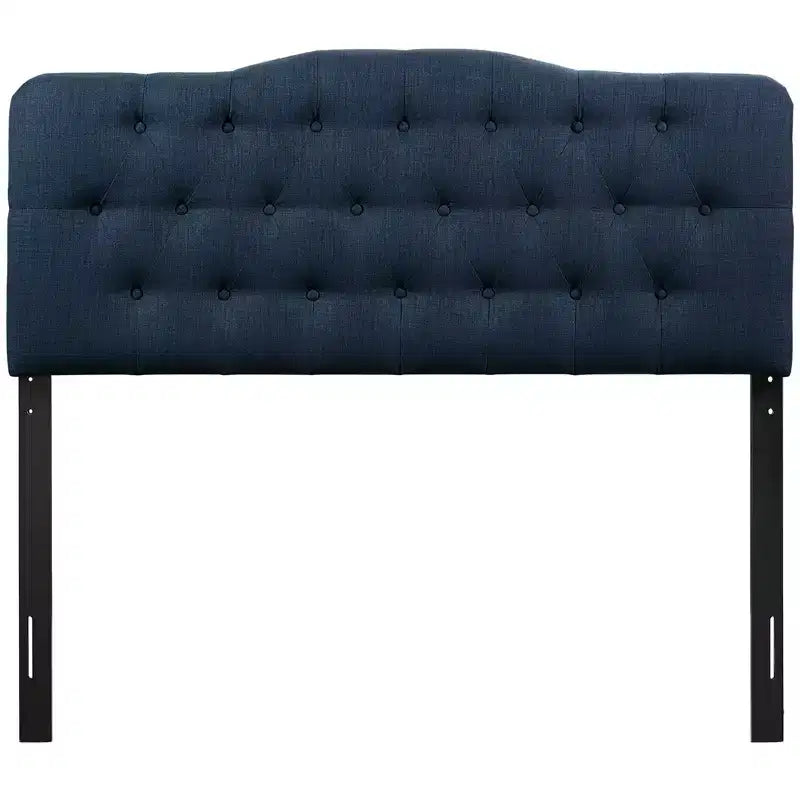 Tête de lit en tissu capitonné, taille Queen, avec boutons décoratifs et design arqué