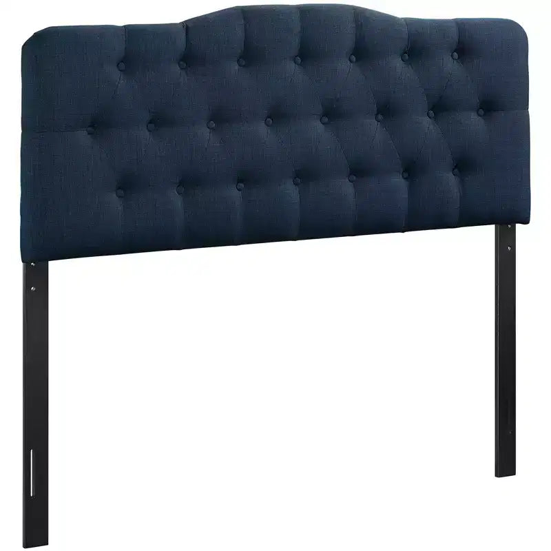 Tête de lit en tissu capitonné, taille Queen, avec boutons décoratifs et design arqué