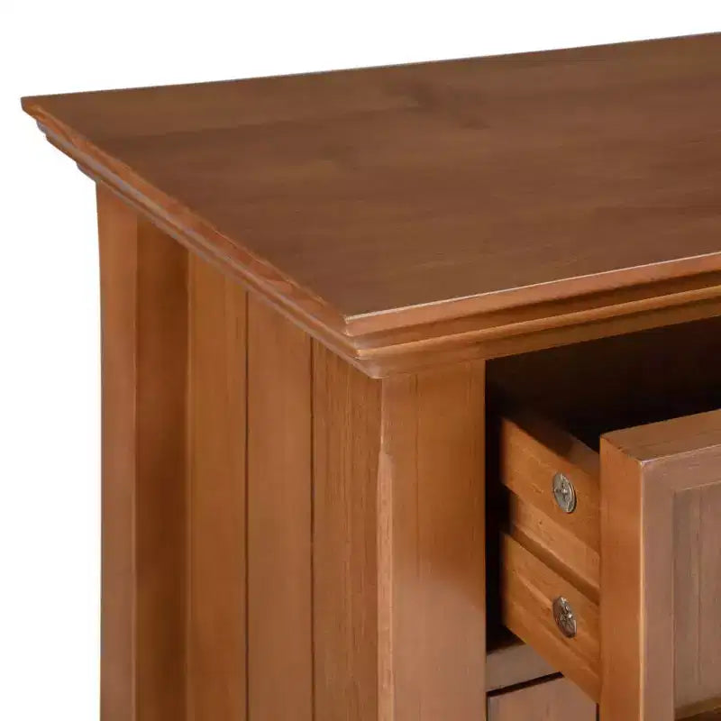 Meuble de rangement d'entrée en bois massif avec 2 portes, 2 tiroirs et étagères réglables