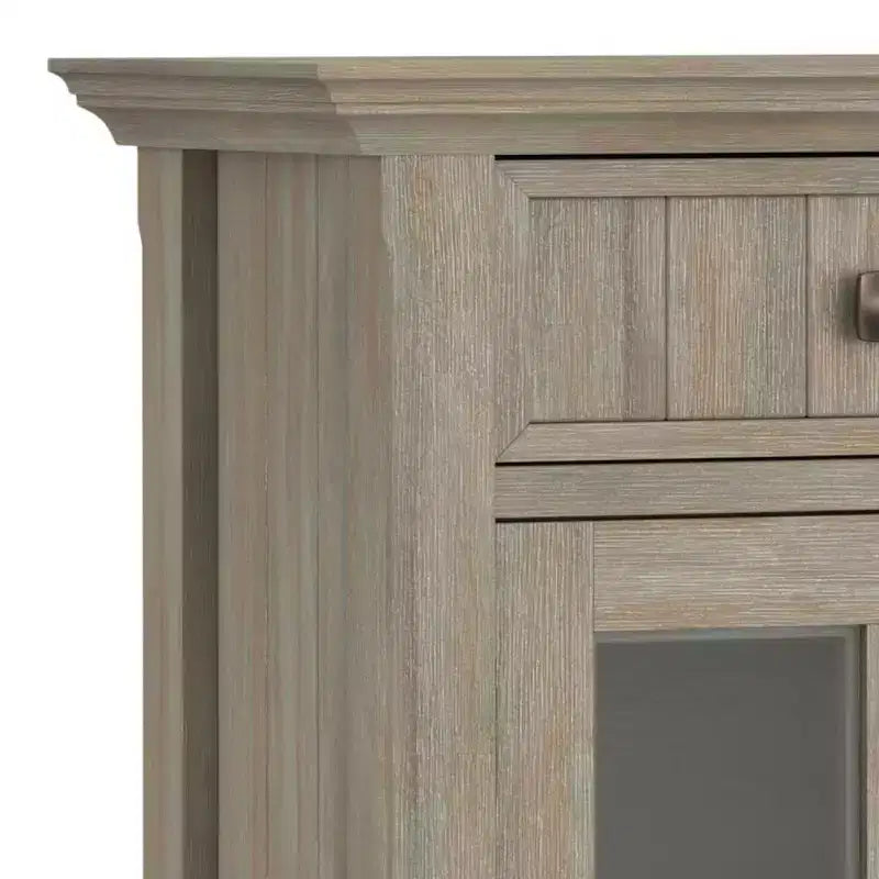 Meuble de rangement d'entrée en bois massif avec 2 portes, 2 tiroirs et étagères réglables