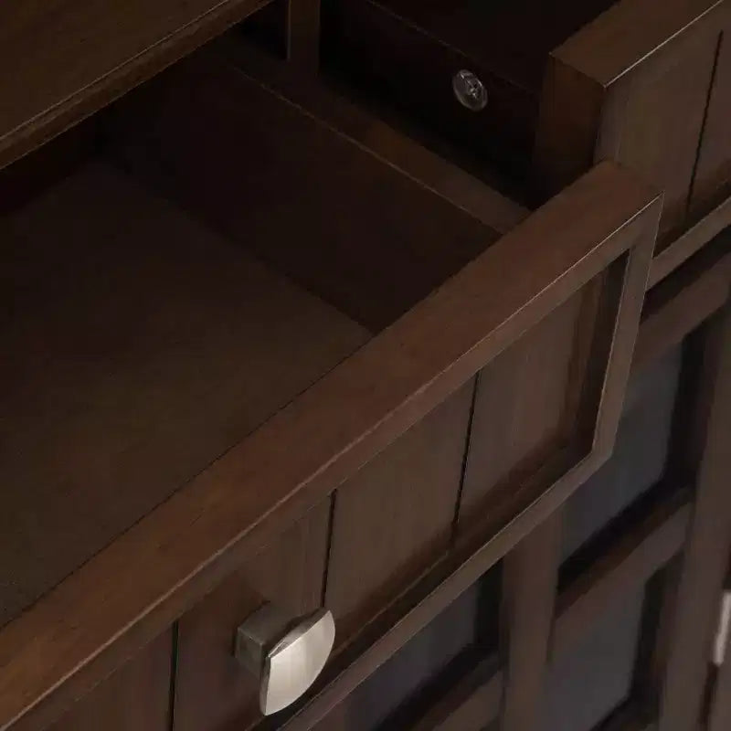 Meuble de rangement d'entrée en bois massif avec 2 portes, 2 tiroirs et étagères réglables