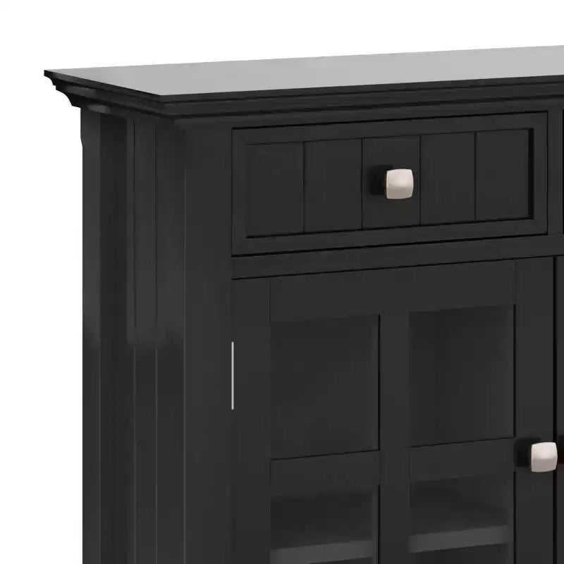 Meuble de rangement d'entrée en bois massif avec 2 portes, 2 tiroirs et étagères réglables
