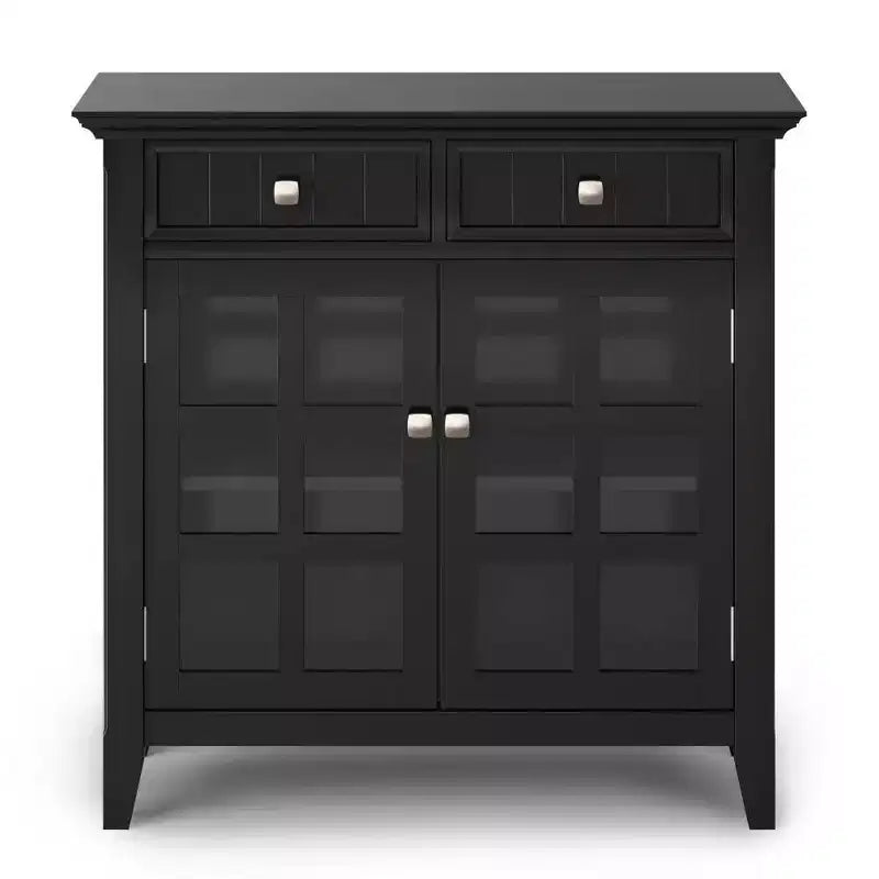 Meuble de rangement d'entrée en bois massif avec 2 portes, 2 tiroirs et étagères réglables