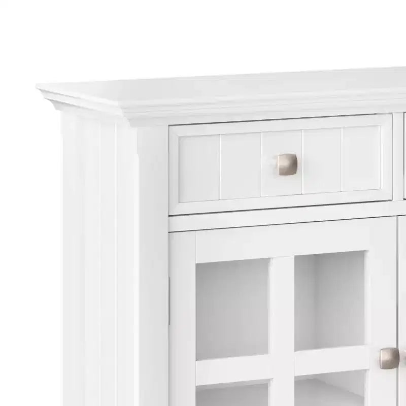 Meuble de rangement d'entrée en bois massif avec 2 portes, 2 tiroirs et étagères réglables