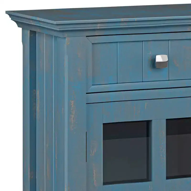 Meuble de rangement d'entrée en bois massif avec 2 portes, 2 tiroirs et étagères réglables