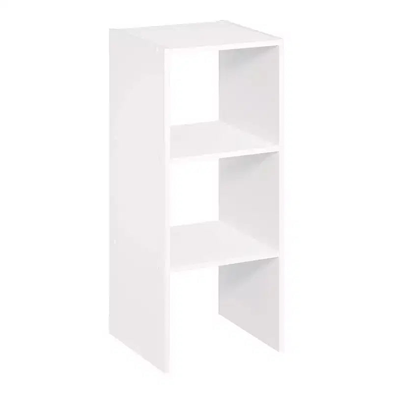 Organisateur de rangement étagère décorative empilable blanche à 2 cubes de 31 pouces pour la maison, le bureau et le garage, lot de 2
