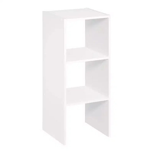 Organisateur de rangement étagère décorative empilable blanche à 2 cubes de 31 pouces pour la maison, le bureau et le garage, lot de 2