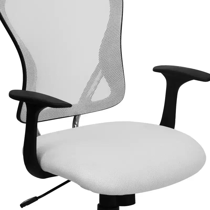 Chaise de bureau pivotante à dossier mi-haut en maille avec base chromée et accoudoirs