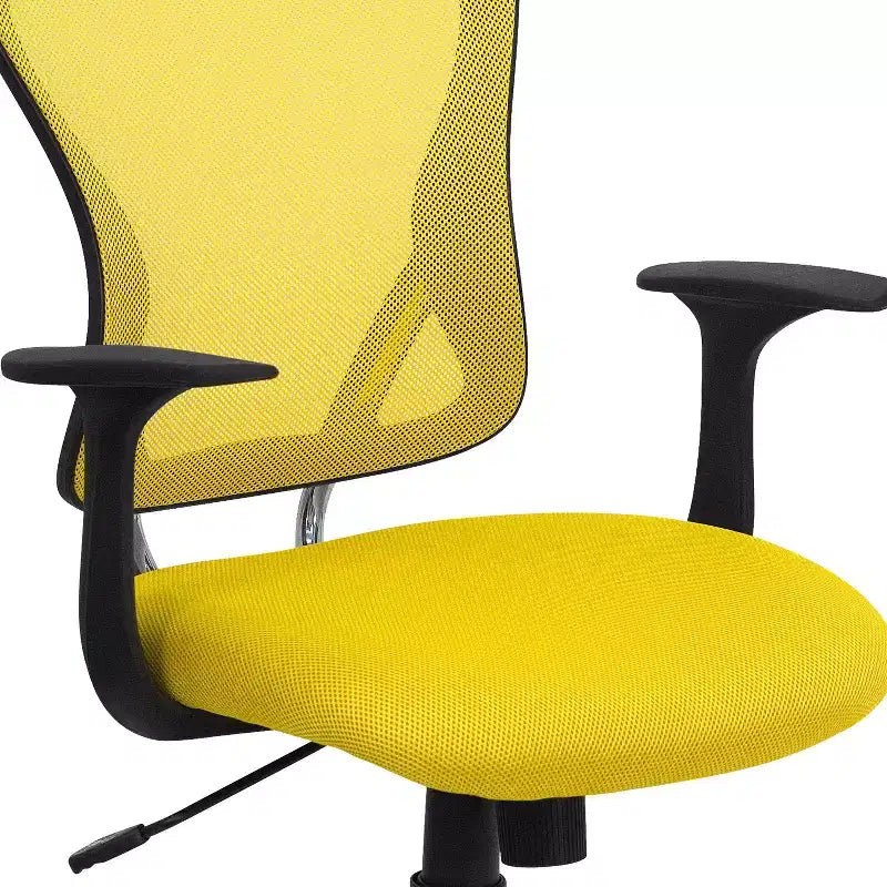 Chaise de bureau pivotante à dossier mi-haut en maille avec base chromée et accoudoirs