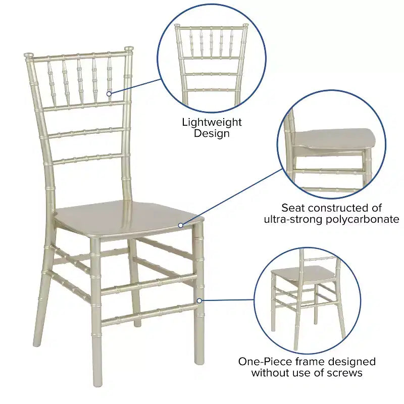 Chaise Chiavari empilable en résine de la série