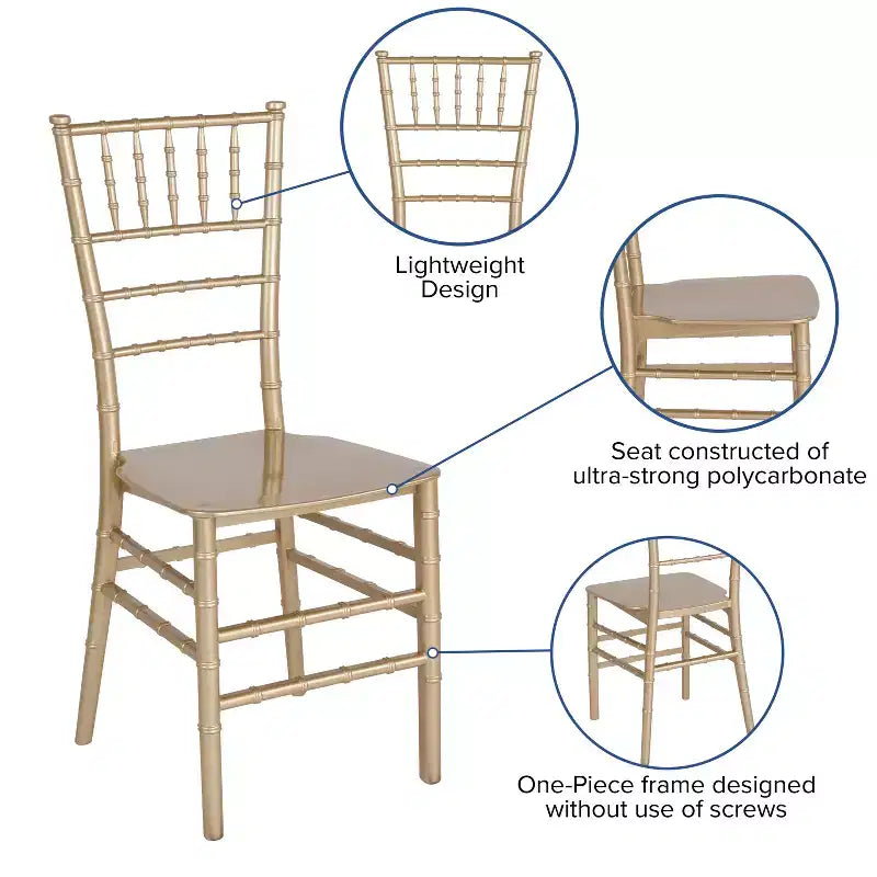Chaise Chiavari empilable en résine de la série