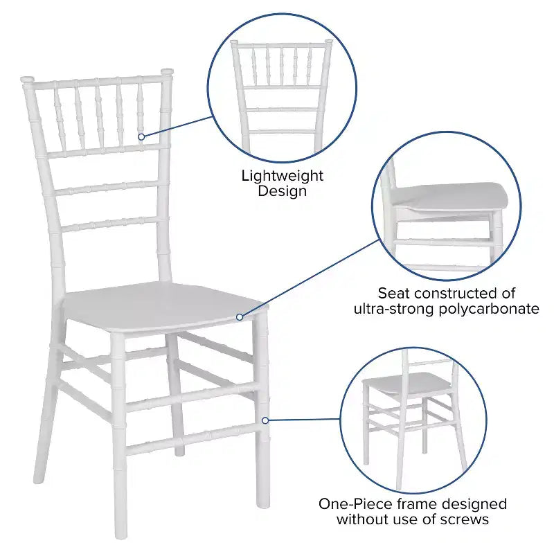 Chaise Chiavari empilable en résine de la série