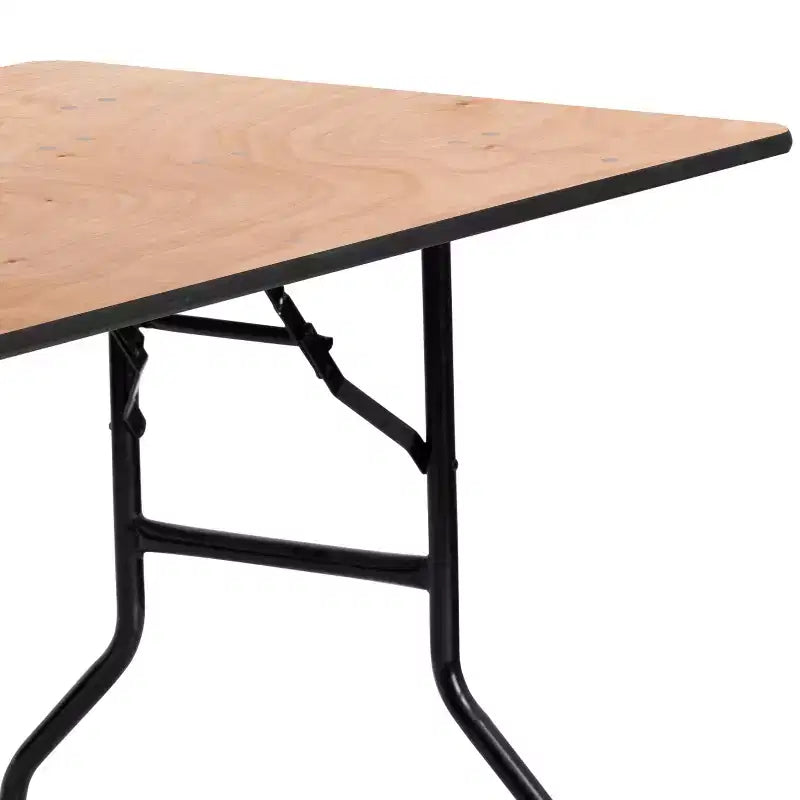 Table de banquet rectangulaire pliante en bois de 5 pieds avec plateau enduit d'une finition transparente