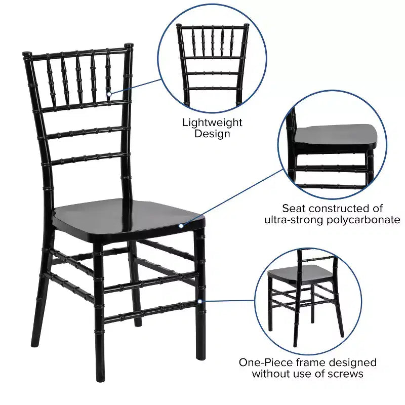 Chaise Chiavari en résine empilable pour mariage et événement
