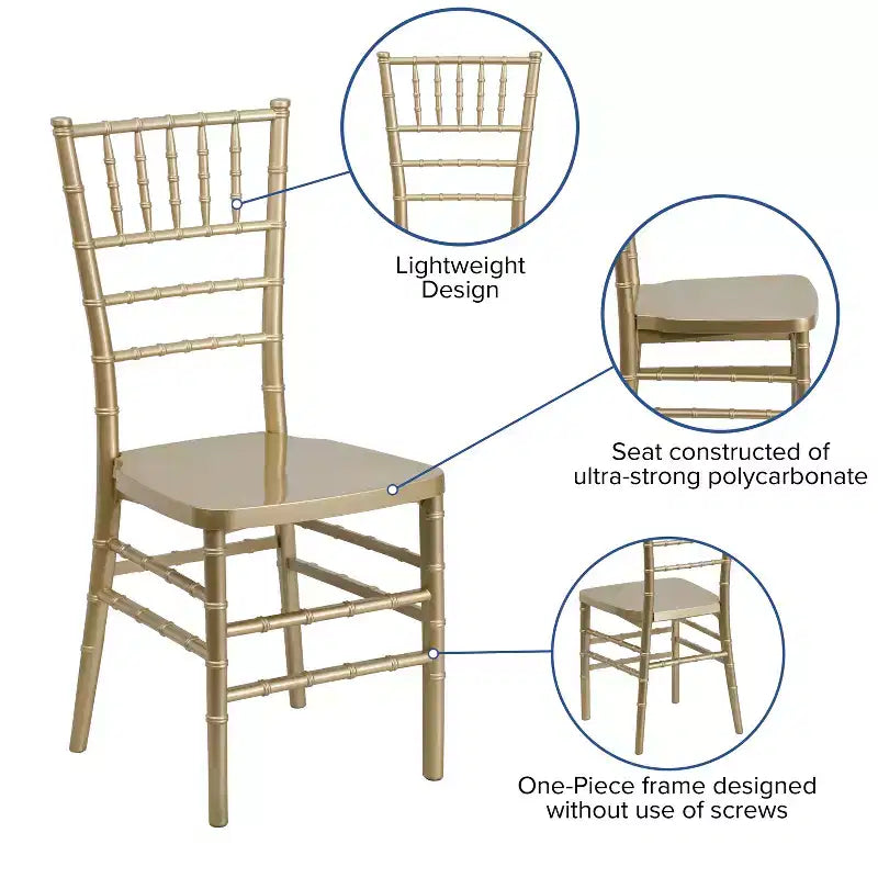 Chaise Chiavari en résine empilable pour mariage et événement