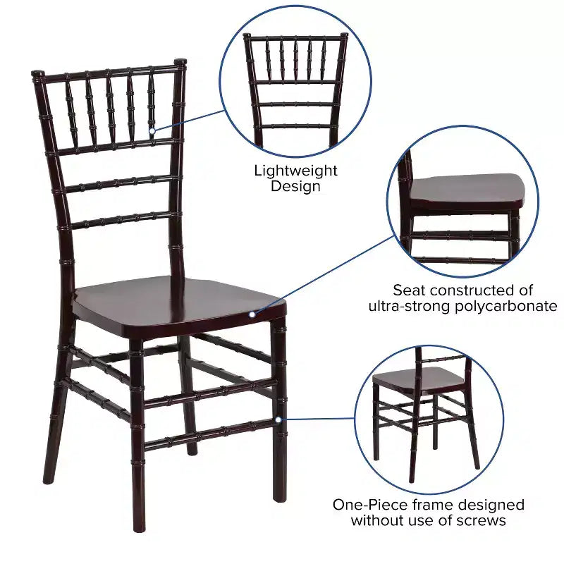 Chaise Chiavari en résine empilable pour mariage et événement