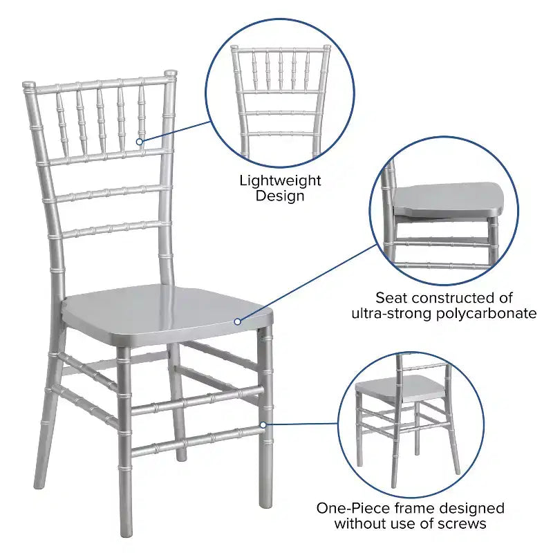 Chaise Chiavari en résine empilable pour mariage et événement