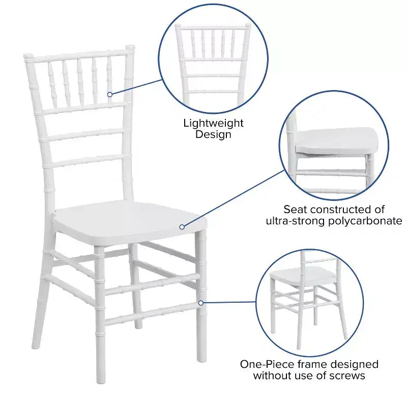 Chaise Chiavari en résine empilable pour mariage et événement