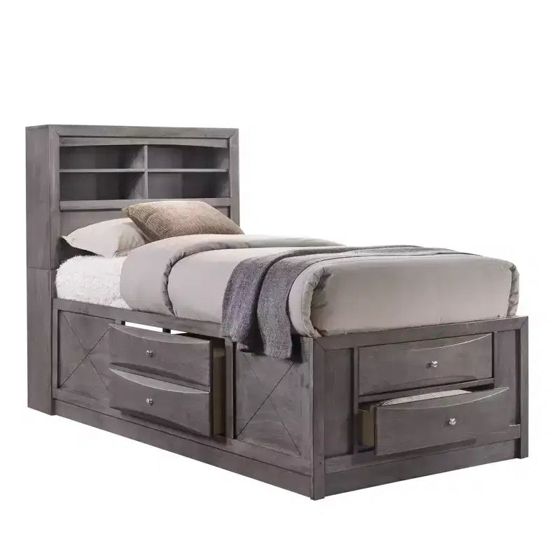 Lit coffre Madison gris