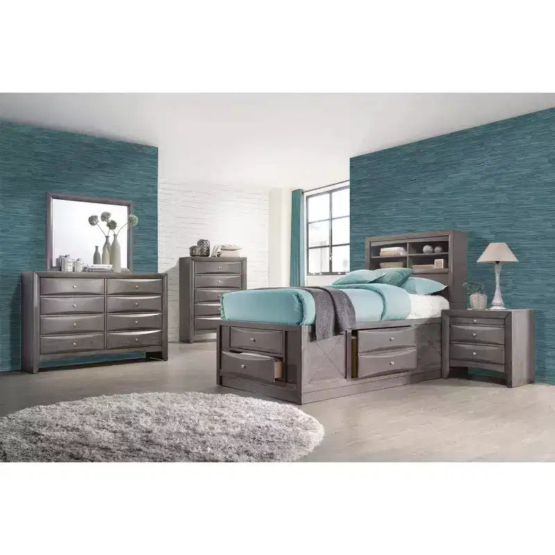 Lit coffre Madison gris