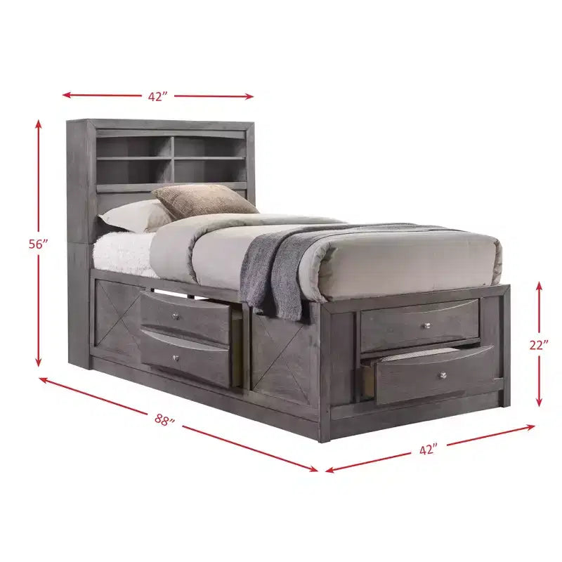 Lit coffre Madison gris
