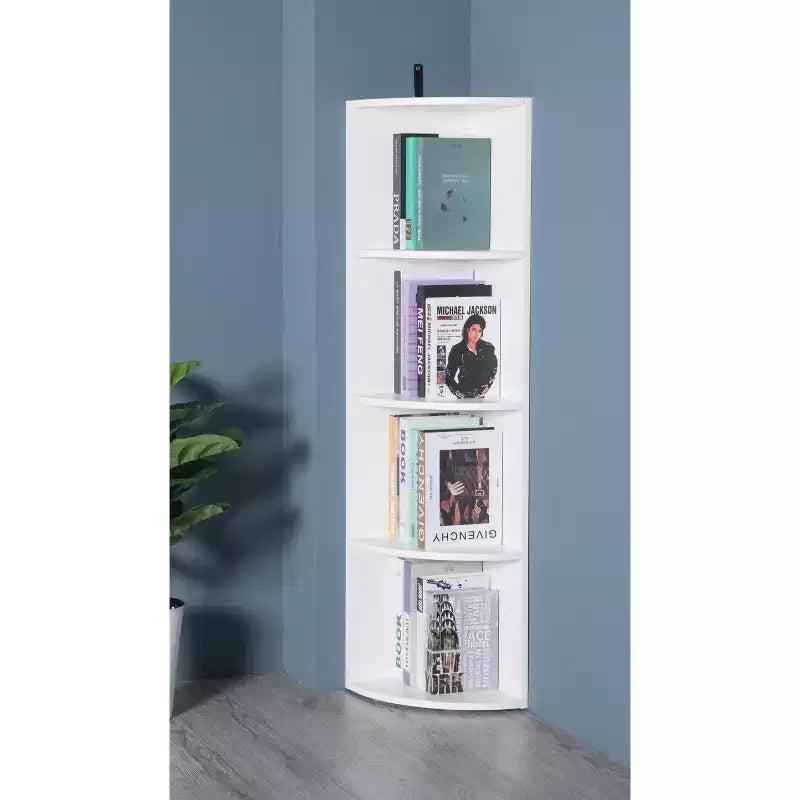 Étagère d'angle en bois à 4 niveaux durable, parfaite pour les petites maisons, les bureaux, les étagères pour chambre à coucher, salle de classe et bibliothèque, blanc
