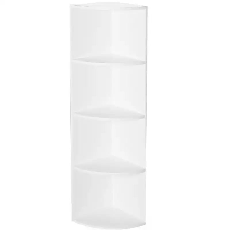 Étagère d'angle en bois à 4 niveaux durable, parfaite pour les petites maisons, les bureaux, les étagères pour chambre à coucher, salle de classe et bibliothèque, blanc