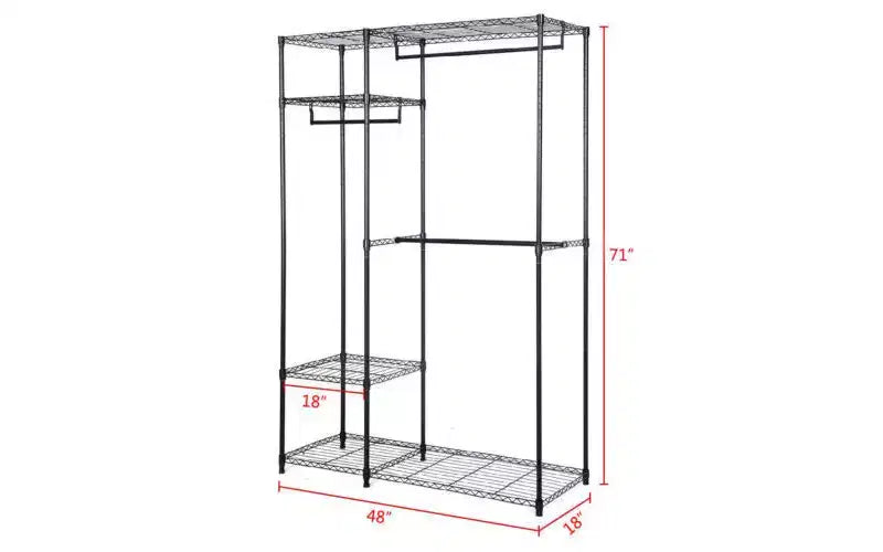 Portant de rangement 122 x 46 x 180 cm pour penderie portative avec étagère à domicile